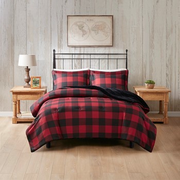 Bernston Faux Wool to Faux Fur Down Alternative Comforter Set