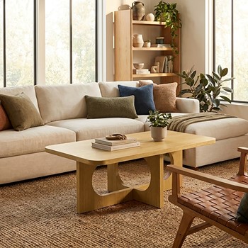 Wholesale INK+IVY Devon 48" Sculptural Wood Coffee Table with Cutout Base