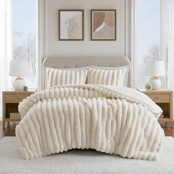 Jasmine 3 Piece Faux Fur Comforter Set