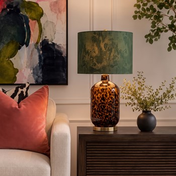 Wholesale Nicole Miller Roux Leopard Pattern Glass Table Lamp