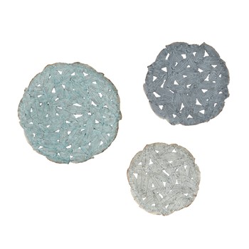 Rossi Textured Feather 3-piece Metal Disc Wall Decor Set