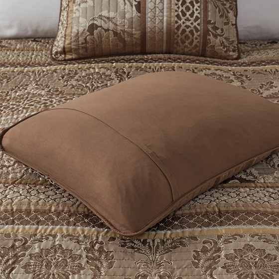 Hampton Park Bellagio 5-Piece Queen Reversible Bedspread Set in Brown/Gold