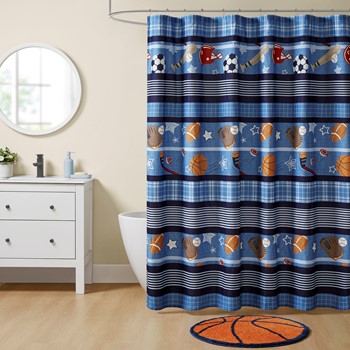 All Star Sports Shower Curtain 72x72, Blue