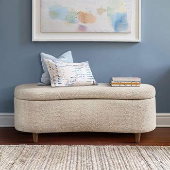 Bailey Boucle-Style Curved Storage Accent Bench