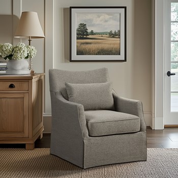 Wholesale Martha Stewart London Upholstered Skirted Swivel Armchair with Lumbar Pillow