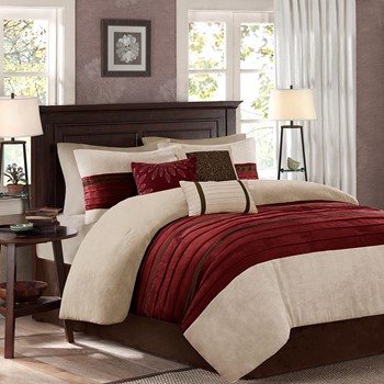 Palmer 7 Piece Pieced Faux Suede Comforter Set
