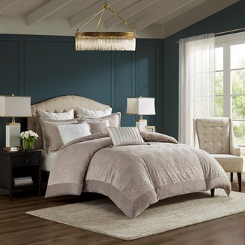 Pescal Oversized Velvet Comforter Set with Euro Shams and Throw Pillows