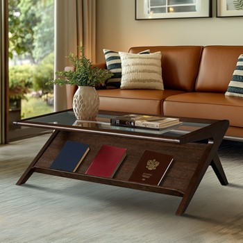 Wholesale INK+IVY Rocket wood & tempered glass coffee table