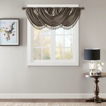 Elena Faux Silk Waterfall Embellished Valance