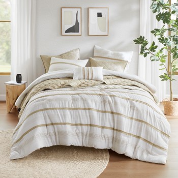 Wholesale Madison Park Carolina 7 Piece Stripe Comforter and Quilt Set