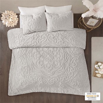 Laetitia Tufted Cotton Chenille Medallion Duvet Cover Set