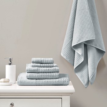 Spa Waffle Cotton Jacquard Bath Towel 6 Piece Set