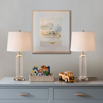 Clarity Glass Cylinder Table Lamp Set of 2