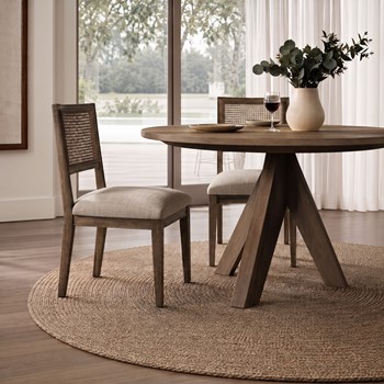 Kelly Rattan & Wood Dining Chair Set of 2