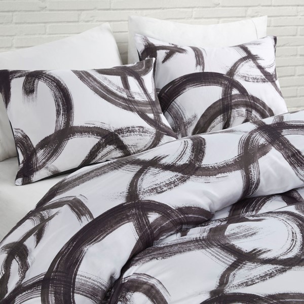 CosmoLiving - Anaya Cotton Printed Comforter Set - Full/Queen - Black/White
