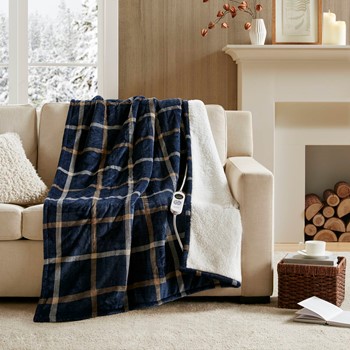 Print Plush to Sherpa Heated Throw