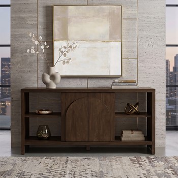 Wholesale Nicole Miller Bellcourt Arch Media Console with Arched Door Storage & Open Shelves