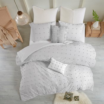 Wholesale Urban Habitat Brooklyn Cotton Jacquard Duvet Cover Set with Euro Shams and Throw Pillows