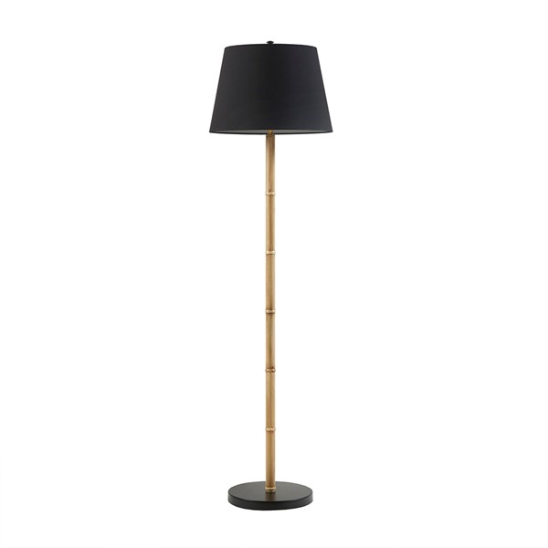 Tripod Faux Bamboo Brass Adjustable Floor Lamp