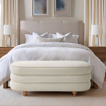 Wholesale Madison Park Kylan Oval Channel Storage Bench with Wooden Ball Feet
