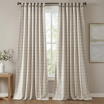 Wholesale Madison Park Anaheim Plaid Rod Pocket and Back Tab Curtain Panel with Fleece Lining