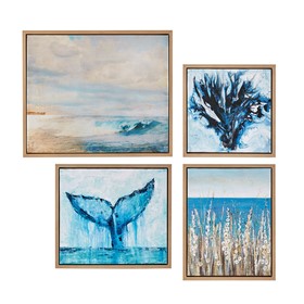 Seascape 4-piece Framed Canvas Wall Art Set
