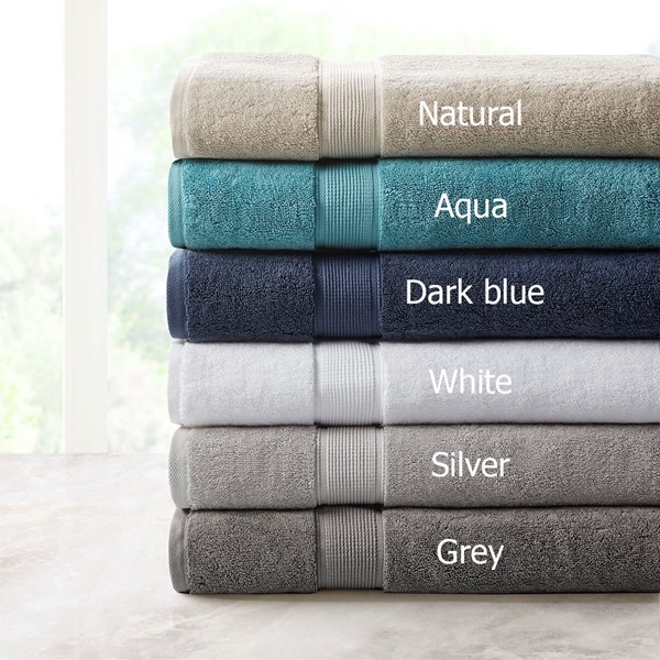 Home Essence 800gsm 6 Piece Solid Print Cotton Towel Set, Gray 