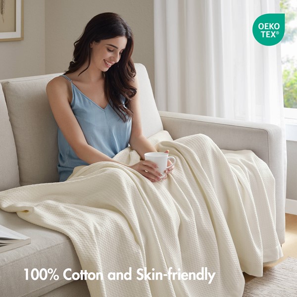 Madison Park 100% Certified Egyptian Cotton Blanket Designer Living
