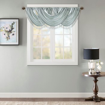 Elena Faux Silk Waterfall Embellished Valance