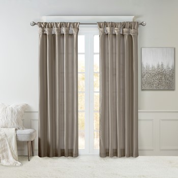 Emilia 100% Polyester Solid Faux Silk Lined Twist Tab Window Curtain