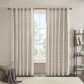 Anaheim Plaid Rod Pocket and Back Tab Curtain Panel with Fleece Lining