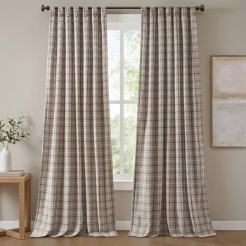 Wholesale Madison Park Anaheim Plaid Rod Pocket and Back Tab Curtain Panel with Fleece Lining